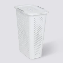 Panier à linge, plastique, 42L - Blanc
