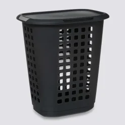 Panier à linge plastique 63L, Gris