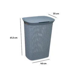 Panier à linge plastique 57L, Gris