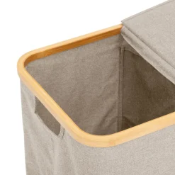 Panier à linge pliable double 80L, Gris