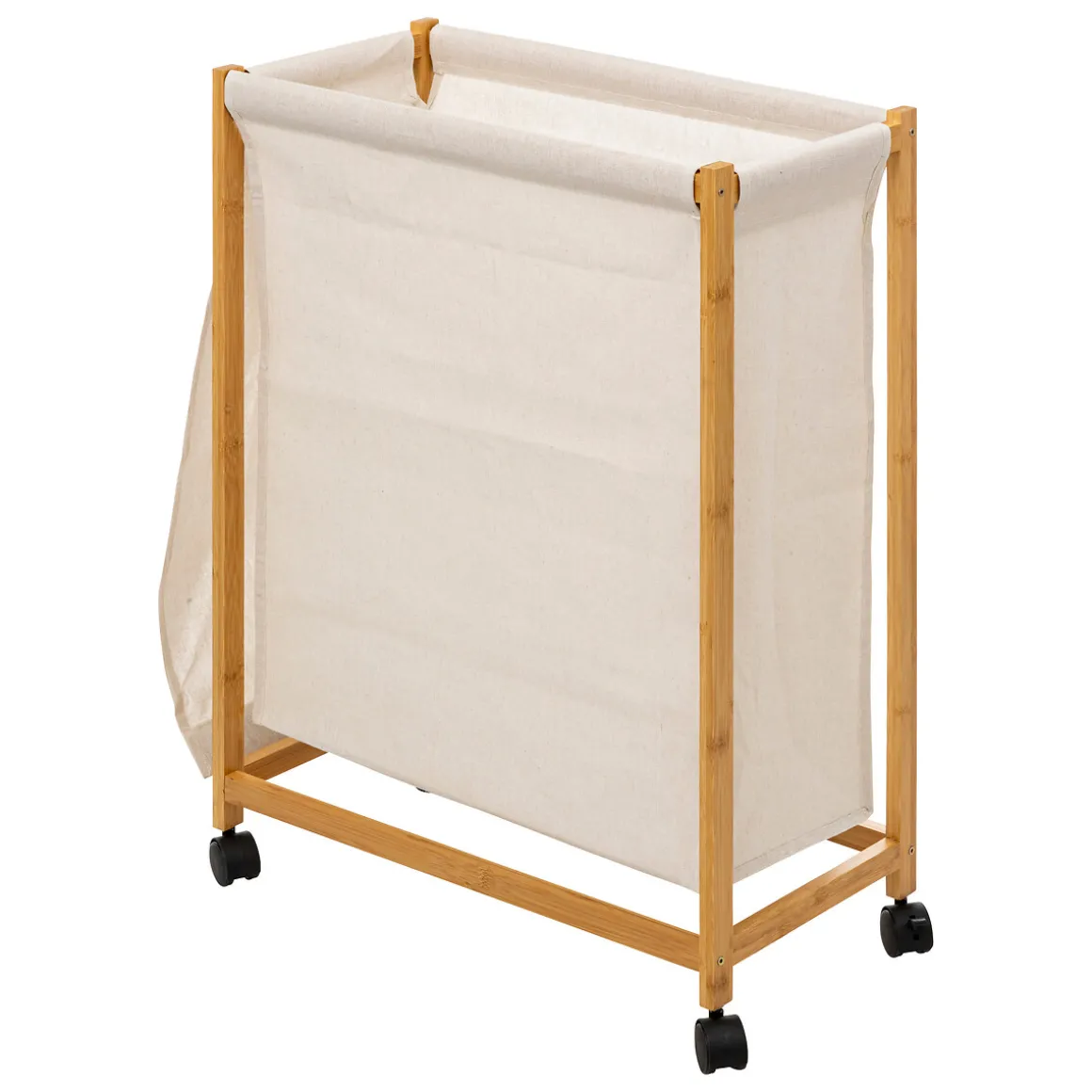 Panier à linge roulette 52L, Beige