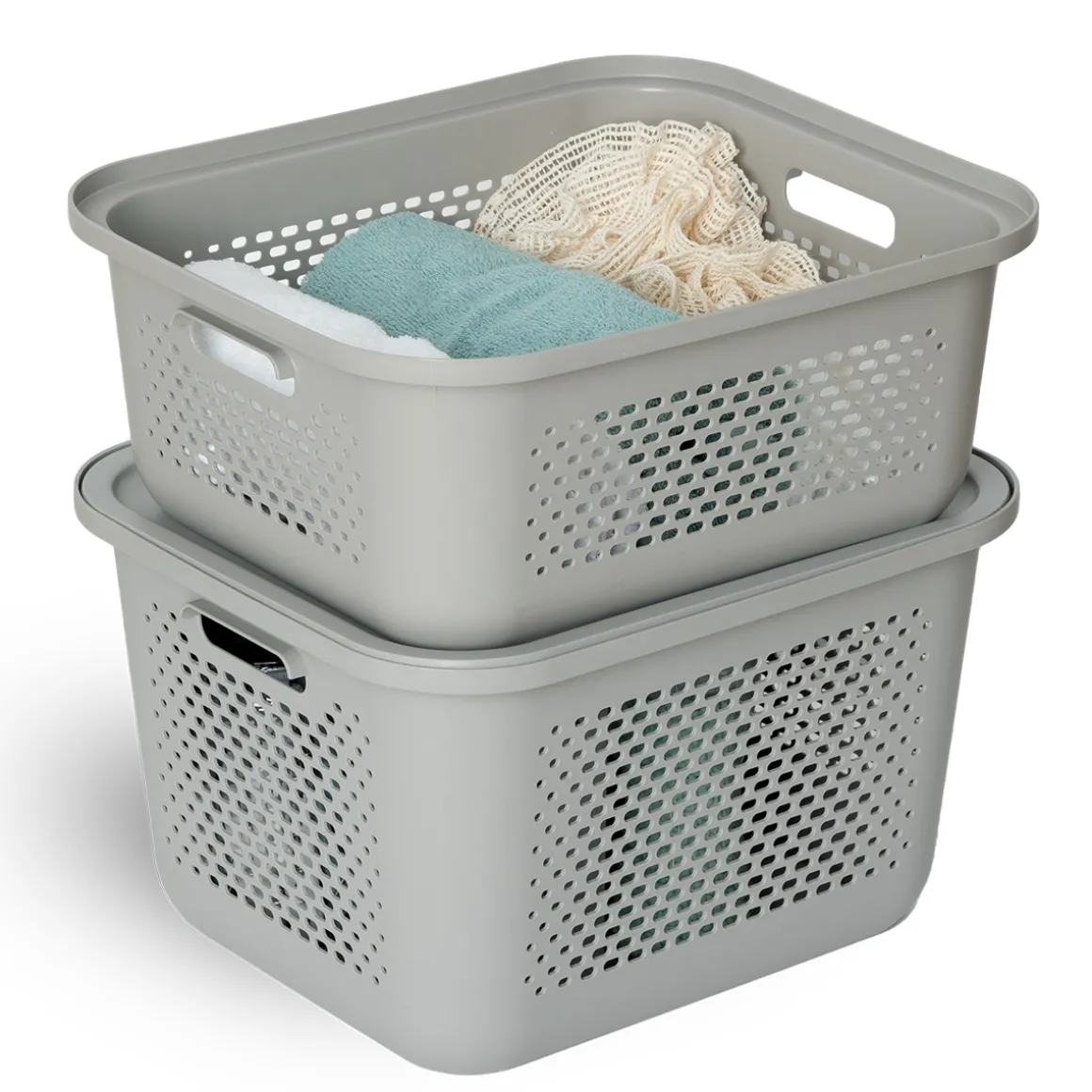 Panier avec couvercle 13,9L, Lin