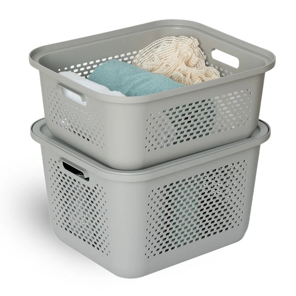 Panier avec couvercle 19,6L, Lin