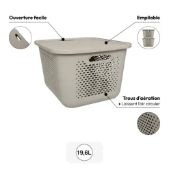 Panier avec couvercle 19,6L, Lin
