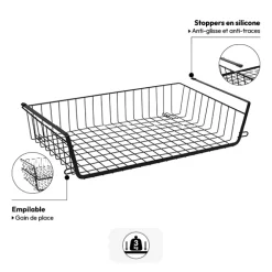 Panier de rangement à suspendre 51,5cm, Noir