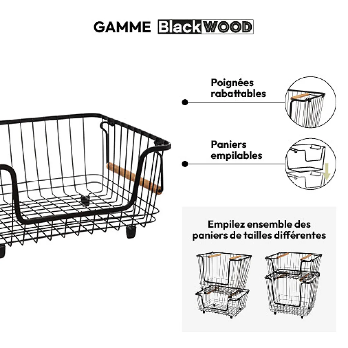 Panier en métal empilable, Moyen format
