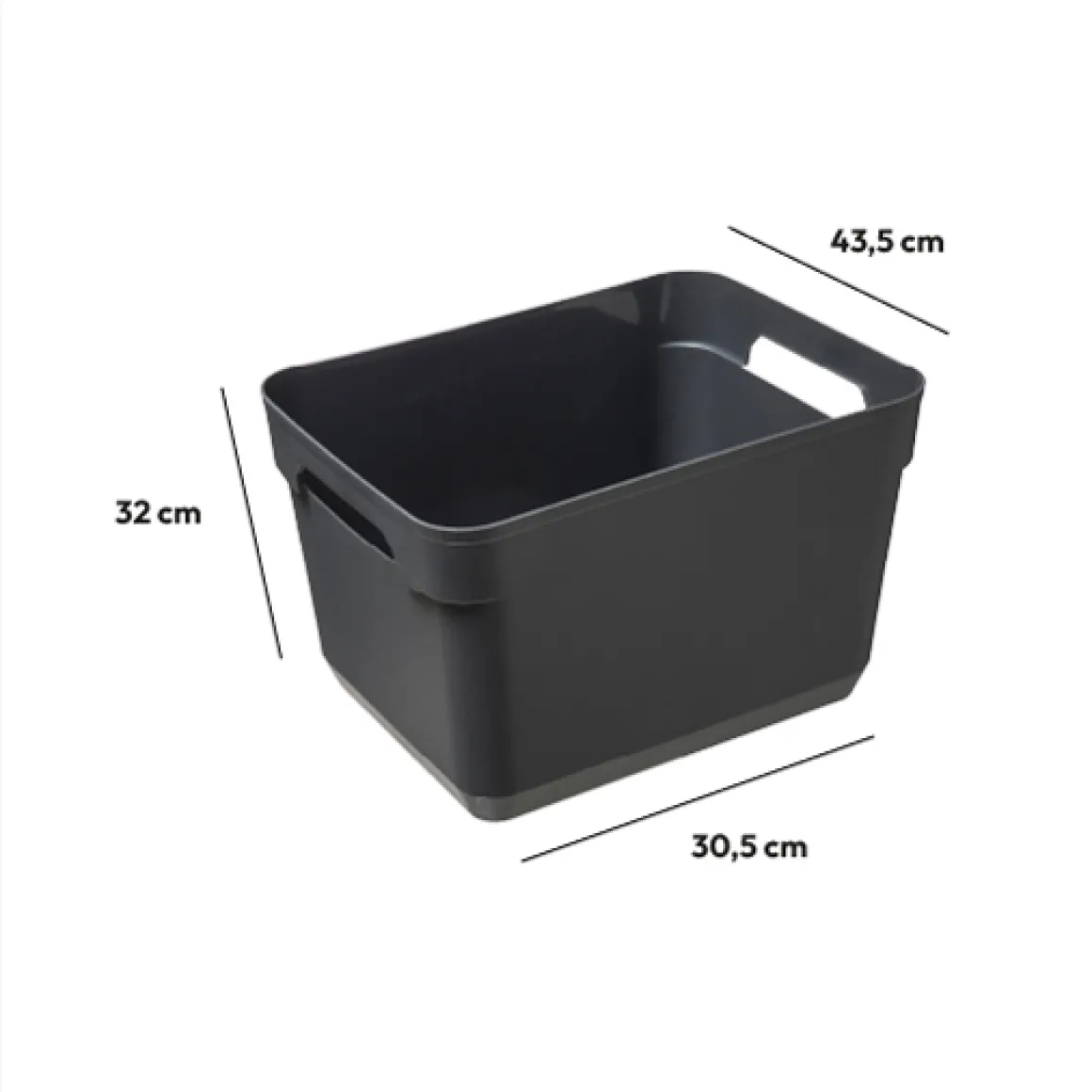 Panier en plastique grand modèle, Gris