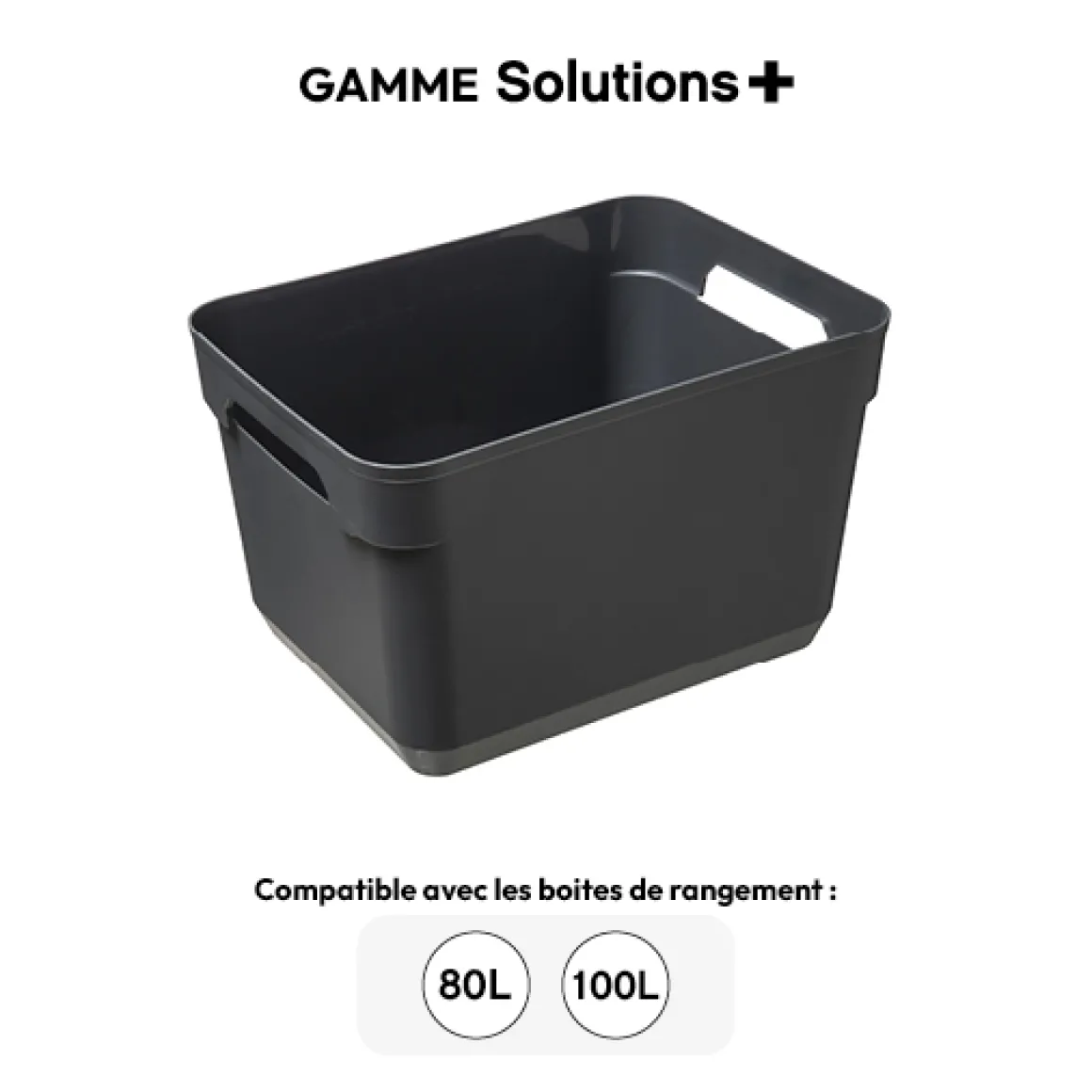 Panier en plastique grand modèle, Gris