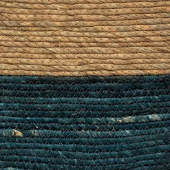 Panier paille 31x15 cm, Bleu pétrole