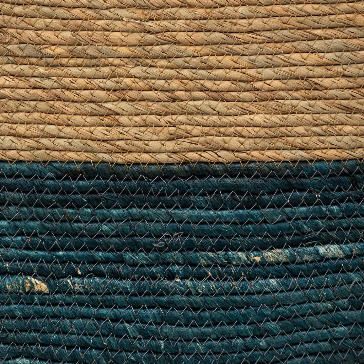 Panier paille 31x15 cm, Bleu pétrole