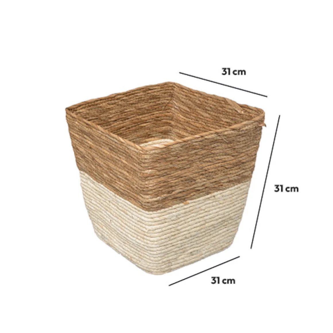 Panier paille 31x31 cm, Naturel