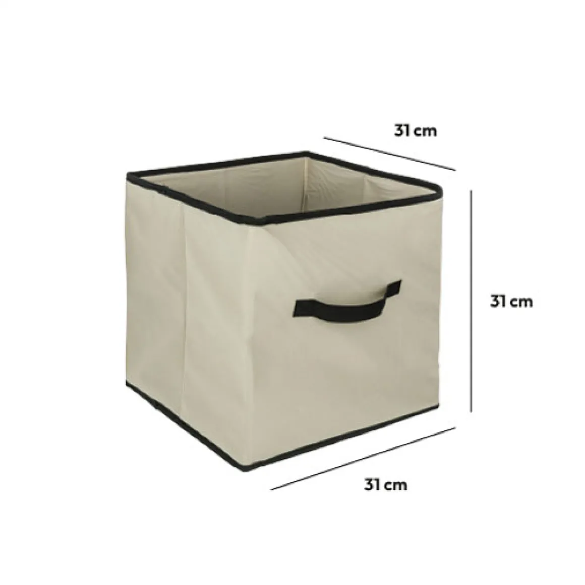 Panier tissu lanière 31x31 cm, Beige