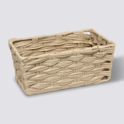 Panier tressé 3L, Effet bois naturel