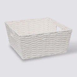 Panier vannerie 31x15cm, Blanc