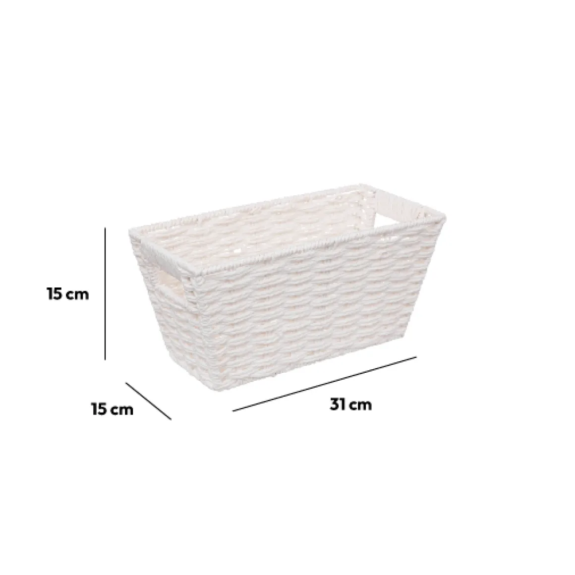Panier vannerie 15x31cm, Blanc