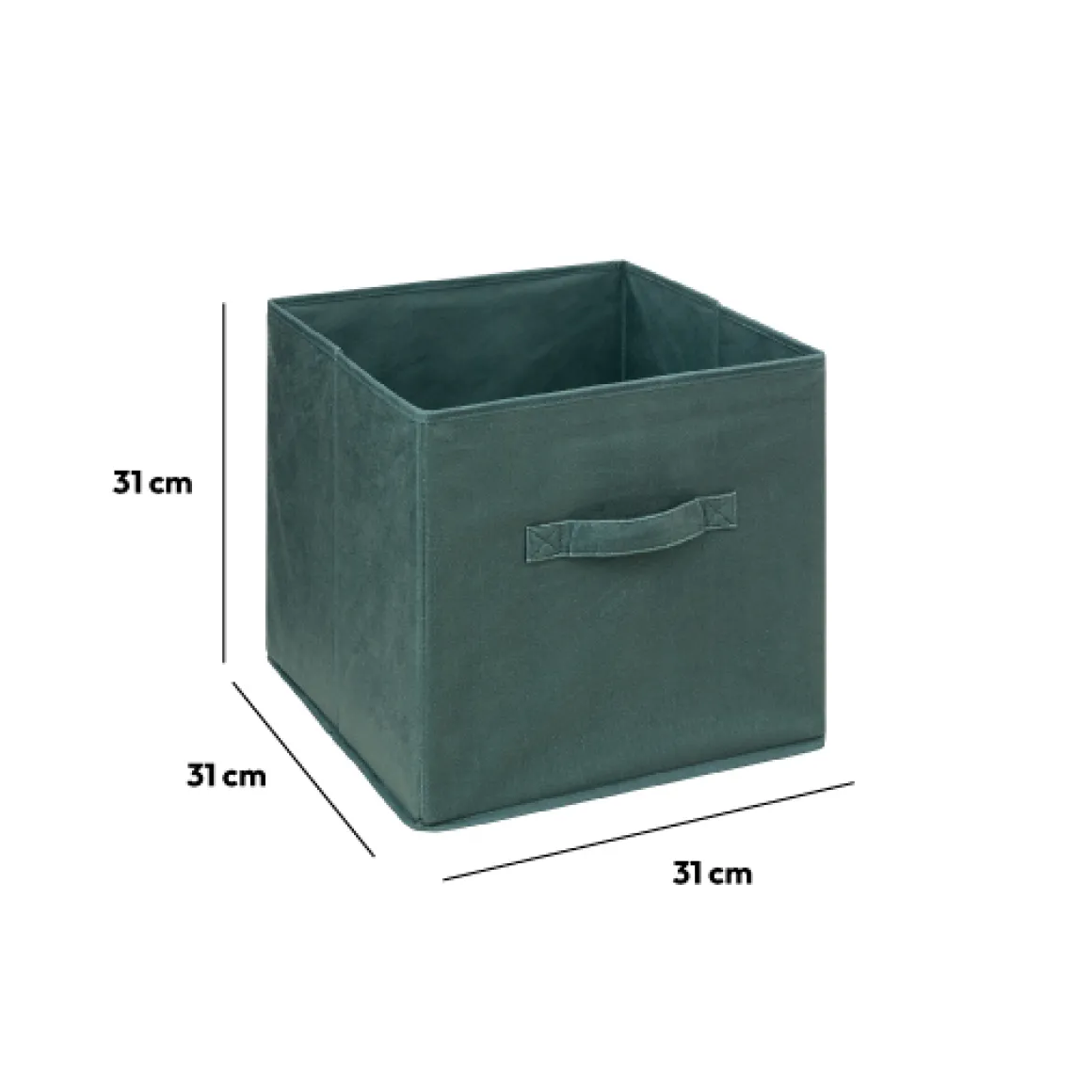 Panier velours 31x31 cm, Vert kaki