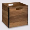 Panier 31x31cm, Effet bois foncé