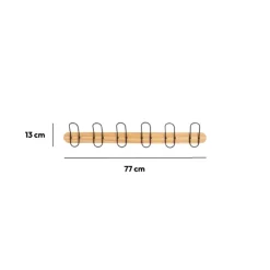 Patère 6 têtes bois/métal