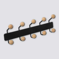 Patère 10 têtes bois/métal