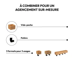 Patère 2 têtes vide poche, bois