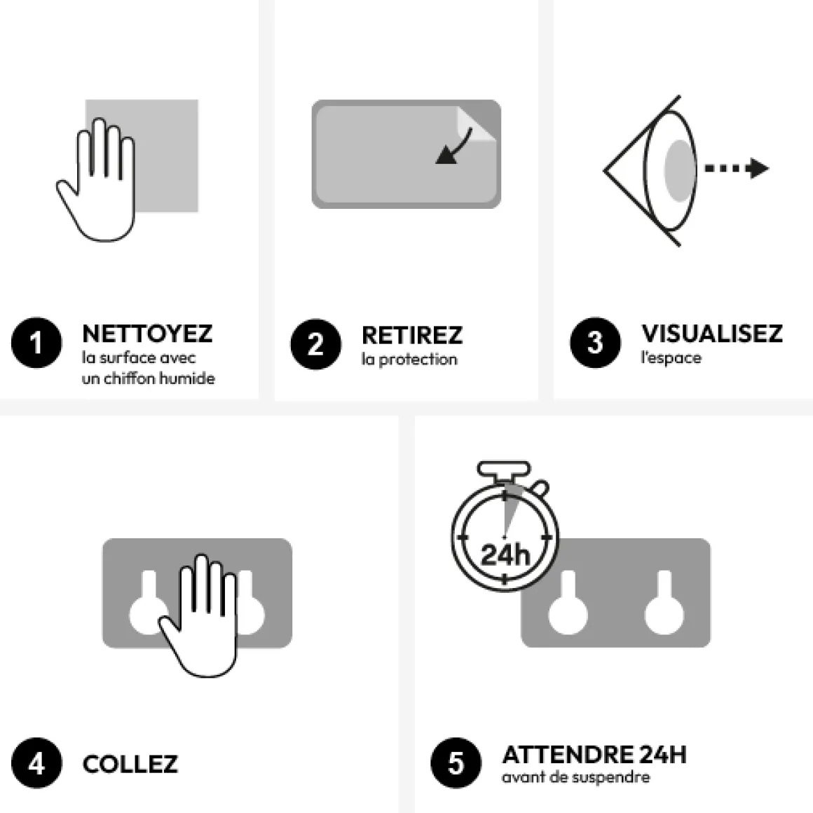 Patère adhésive 2 têtes métal et bambou