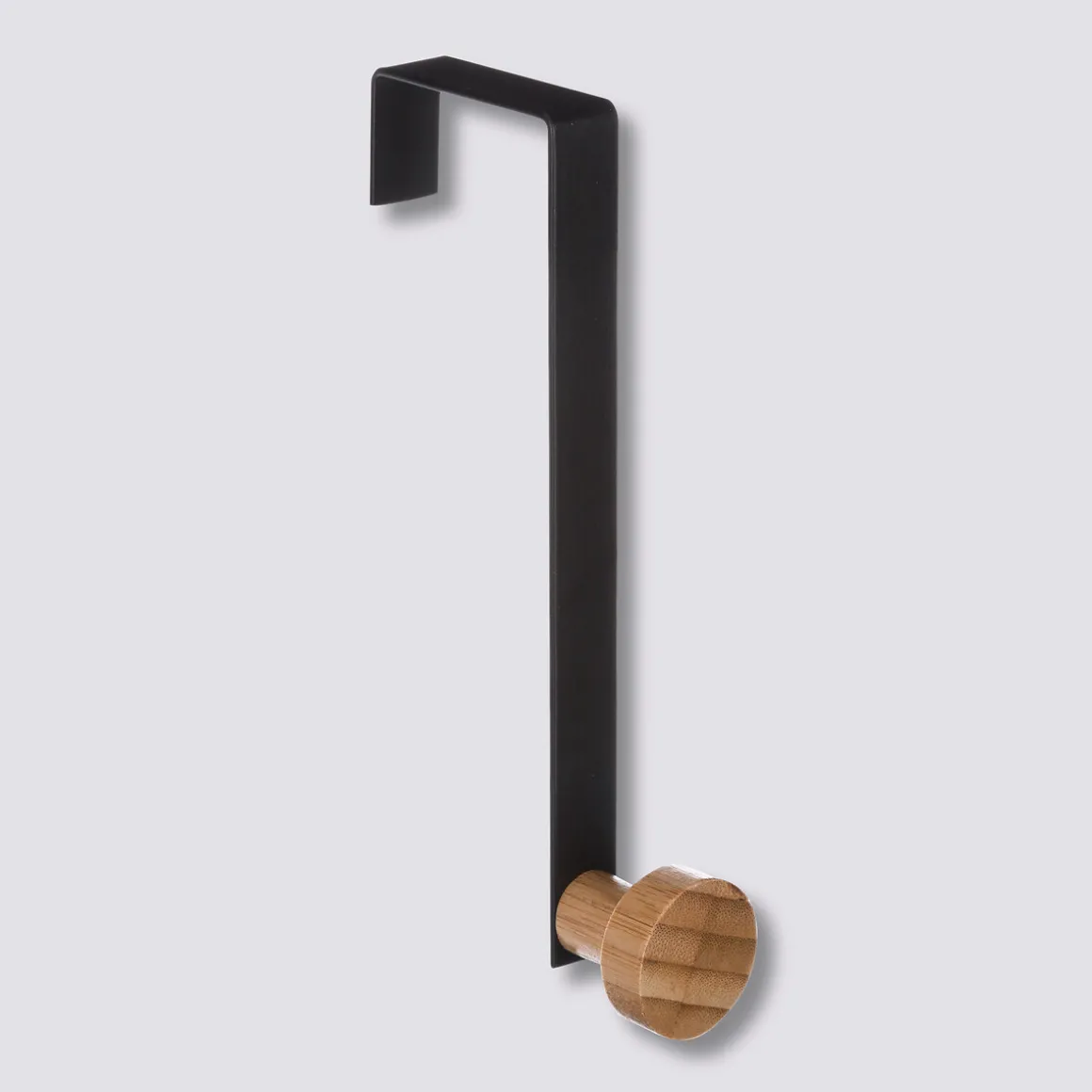Patère 1 tête métal et bambou, Noir