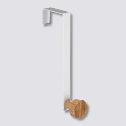 Patère 1 tête métal et bambou, Blanc