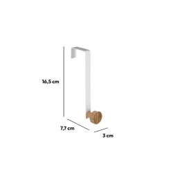 Patère 1 tête métal et bambou, Blanc