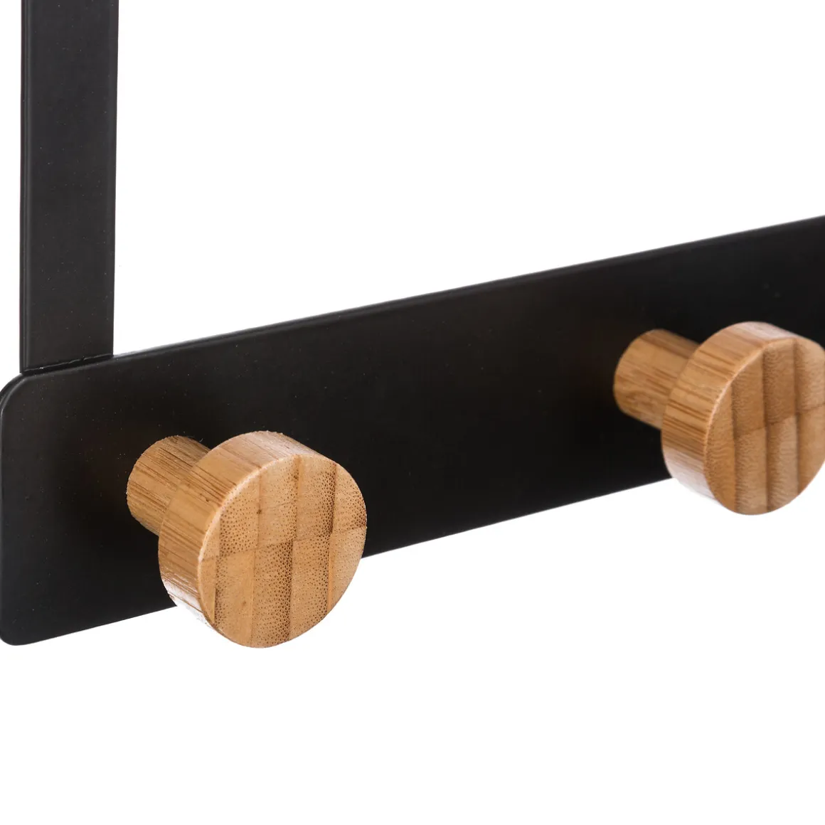Patère 3 têtes métal et bambou, Noir