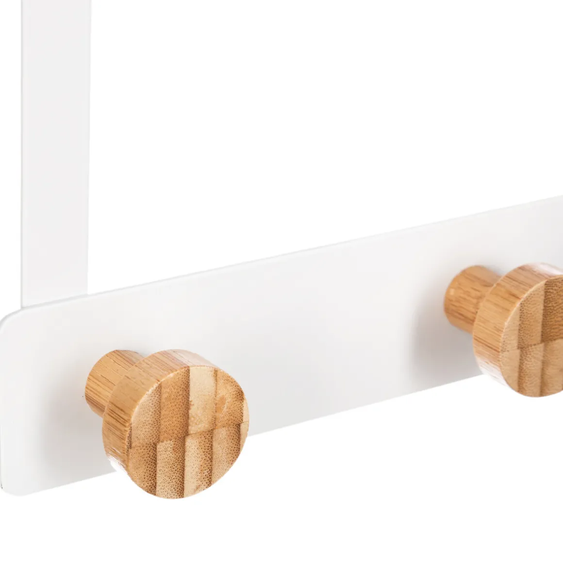 Patère 5 têtes métal et bambou, Blanc