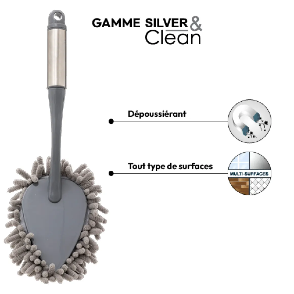 Petit plumeau microfibre, Gris