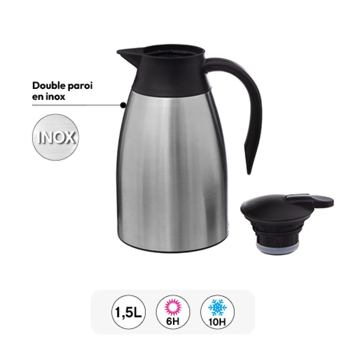 Pichet isotherme 1,5L, Inox