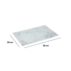 Planche à découper verre 30x20 cm, Blanc effet marbre