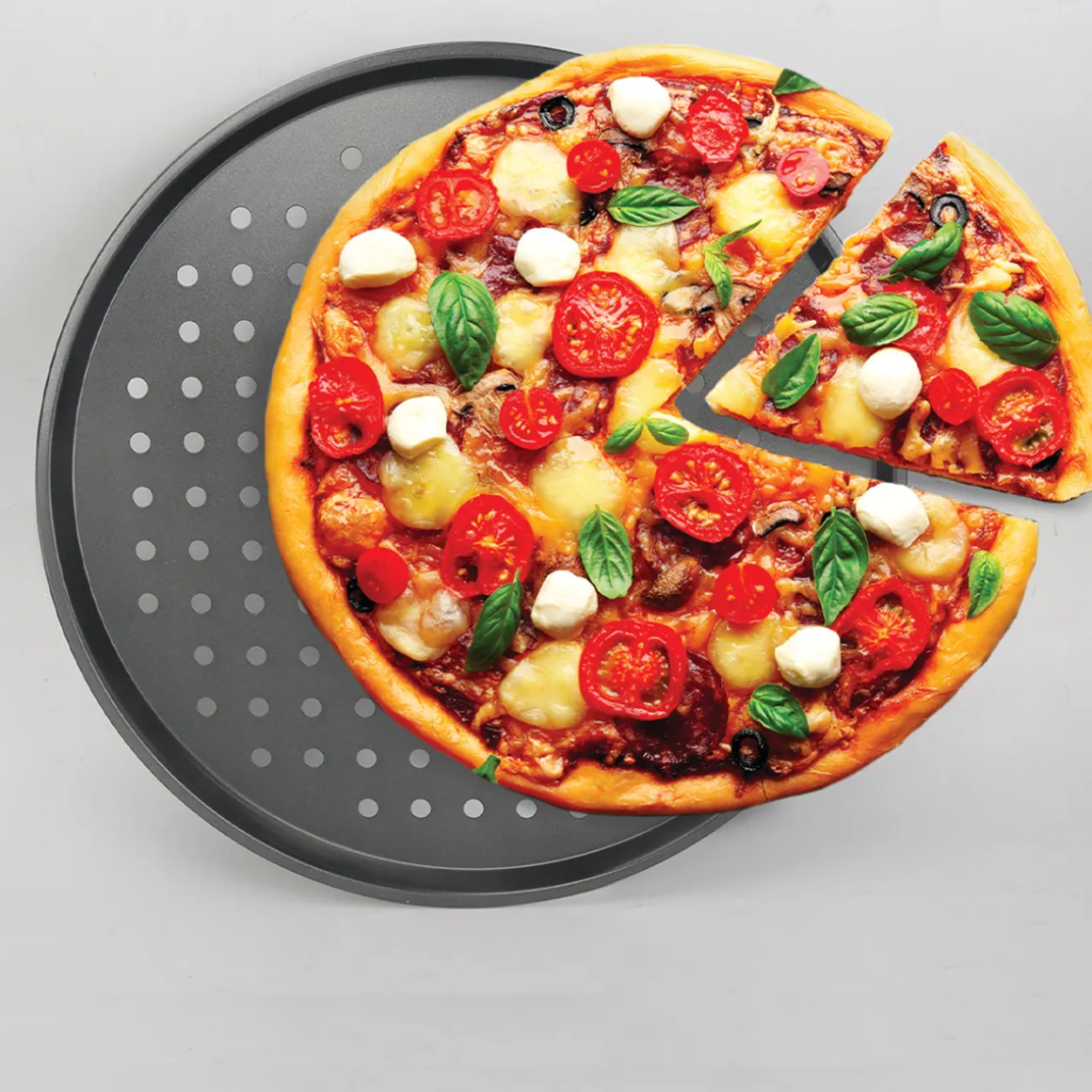 Plaque à pizza métal perforé, 33 cm