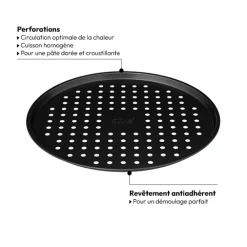 Plaque à pizza métal perforé, 33 cm