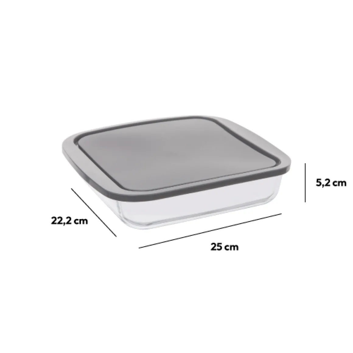 Plat carré avec couvercle 22cm