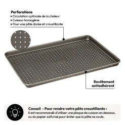 Plat cuisson rectangle perforé 39x27cm