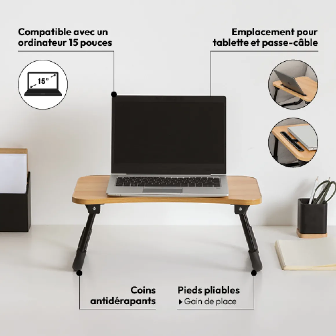 Plateau avec pieds pliable 48x20,5 cm