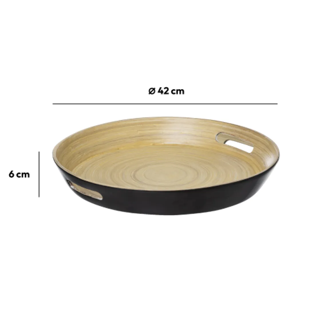 Plateau bambou 42cm, Gris charbon