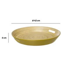 Plateau bambou 42cm, Jaune moutarde