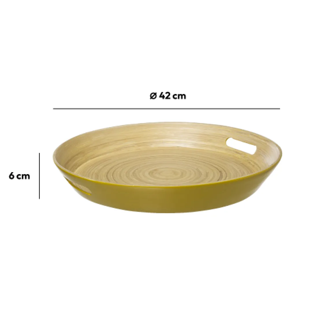 Plateau bambou 42cm, Jaune moutarde