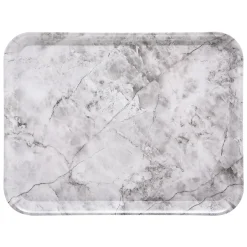 Plateau rectangulaire 33x43cm, Effet marbre blanc