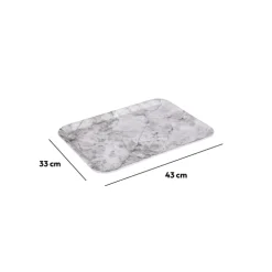 Plateau rectangulaire 33x43cm, Effet marbre blanc