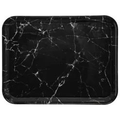 Plateau rectangulaire 33x43cm, Effet marbre noir