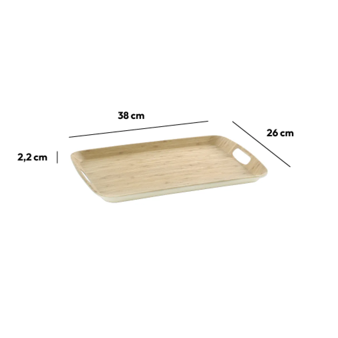 Plateau 38x26cm, Effet bambou