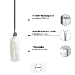 Plumeau orientable avec manche téléscopique, Gris