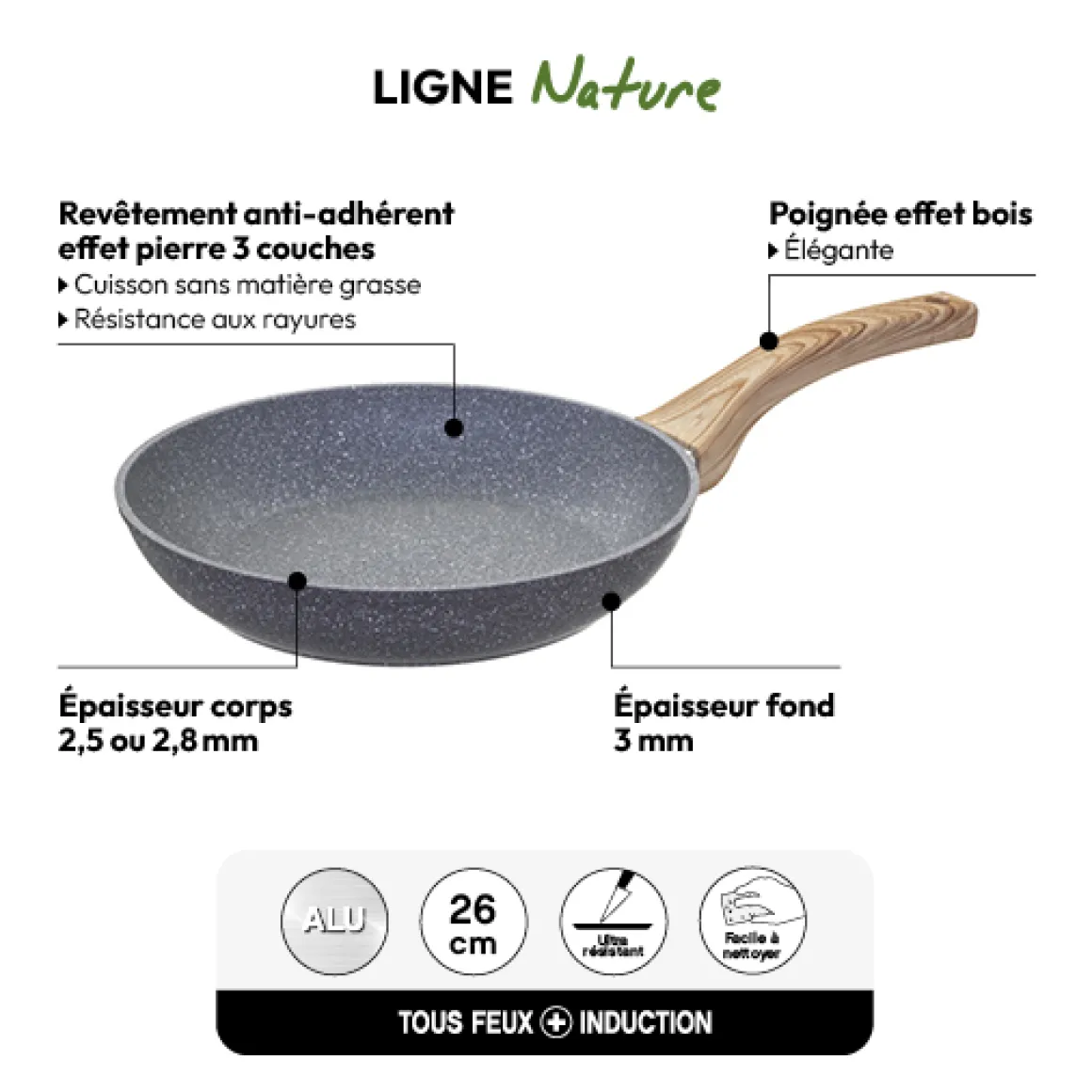 Poêle Aluminium forgé, 26 cm