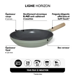 Poêle aluminium forgé 28 cm, Vert