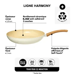 Poêle aluminium forgé beige, 20cm
