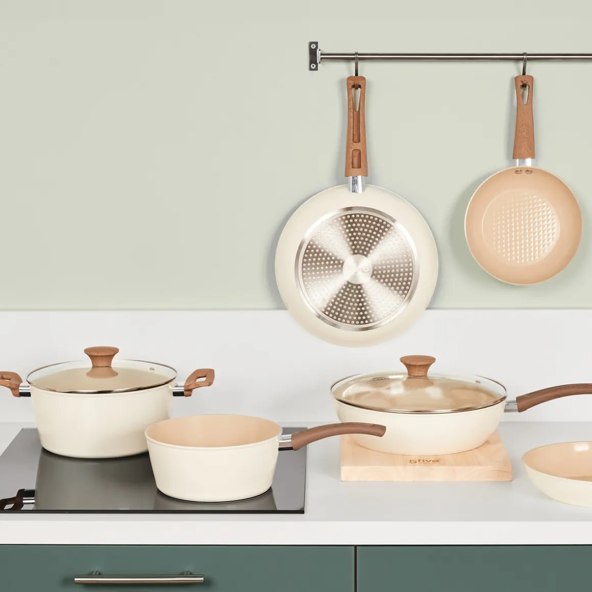 Poêle aluminium forgé beige, 28cm